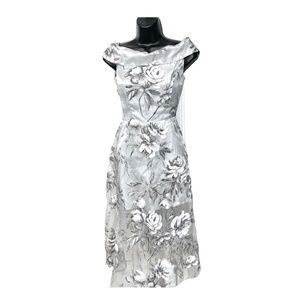 Off the Shoulder Sheer Overlay Floral Dress